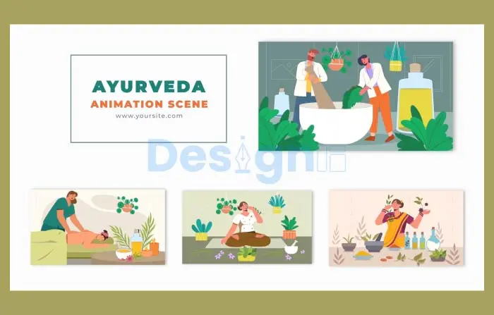 Ayurvedic Lifestyle 2D Digital Character Design Animation Scene